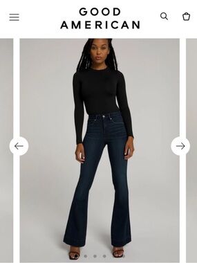 Good American Good Legs Flare Jeans | Dark Indigo | Size 00/4 (0) | 33½" Inseam